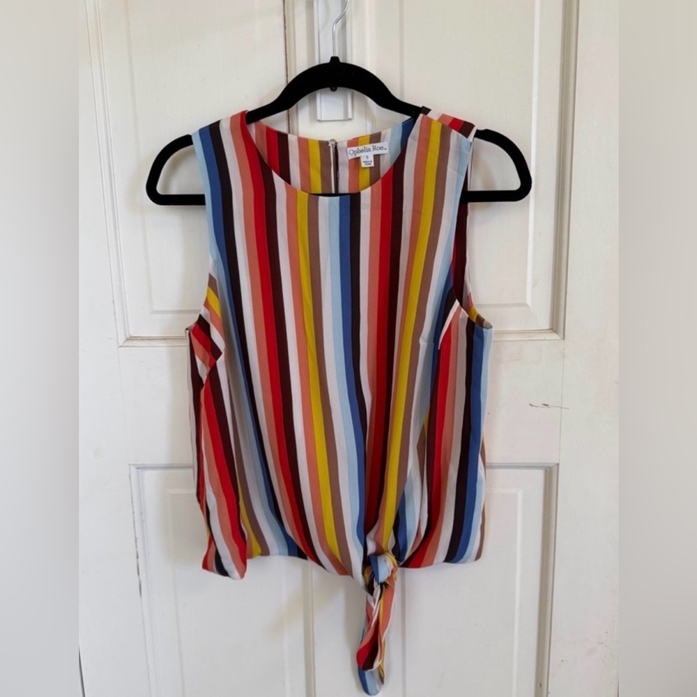 Ophelia & Co. Red and White Asymmetrical Tank Top
